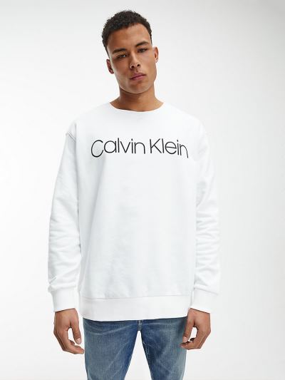 Calvin Klein Ruhák HU958711 | Calvin Klein Plus Size Logo Férfi Pulóver Fehér